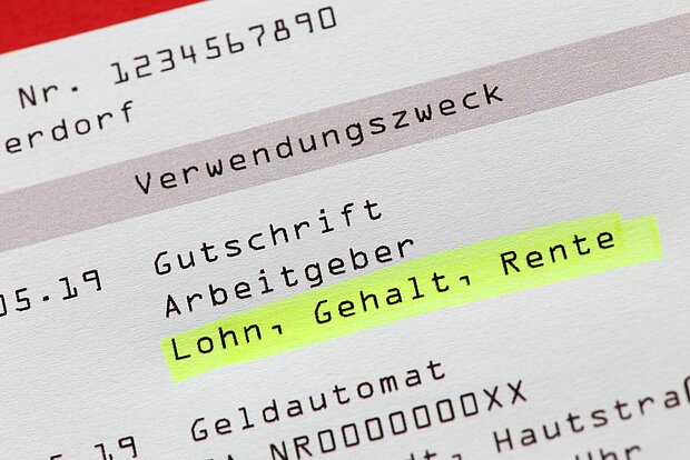 Blick auf Kontoauszug