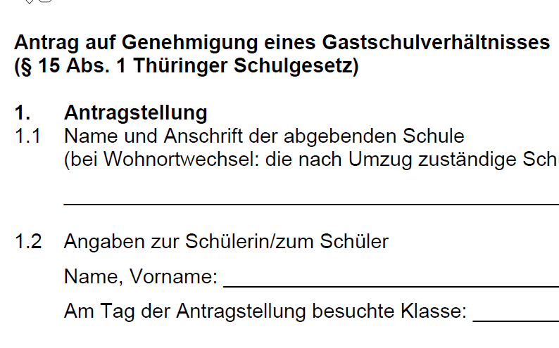 Gastschulantrag Antragstellung